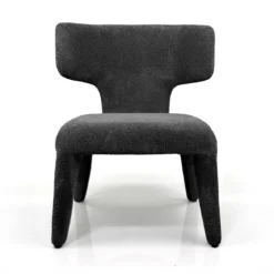 Herd Antracite poltrona Imbottita tessuto antracite effetto melange completamente rivestita h80 l67 p75