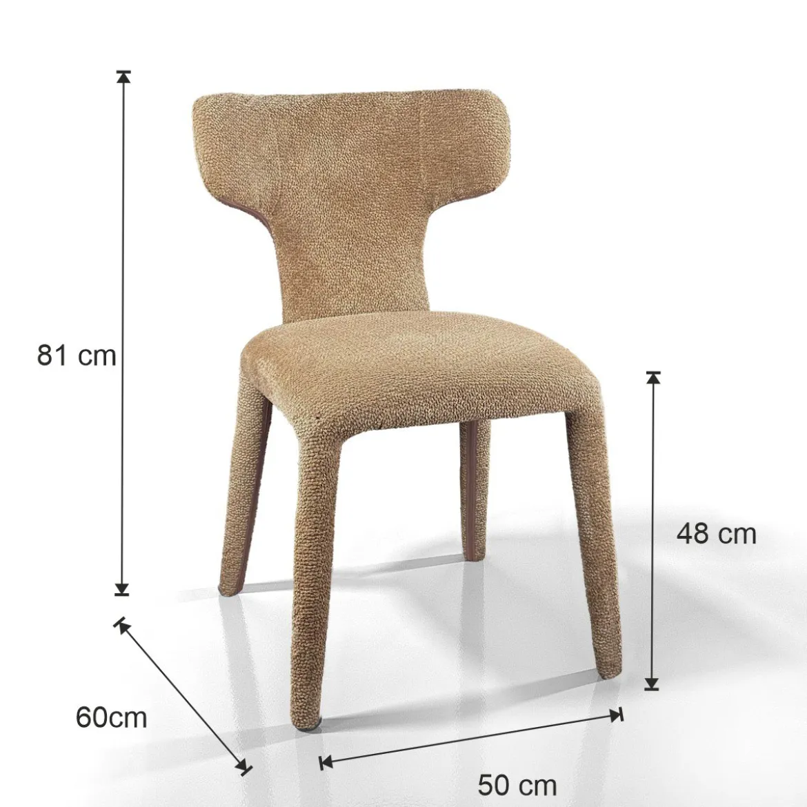 Herd Sabbia sedia Imbottita tessuto sabbia effetto melange completamente rivestita h81 l50 p60