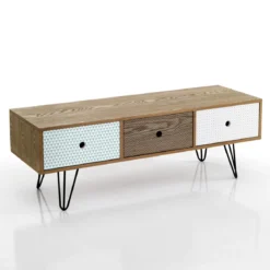 Hijo mobile porta tv in mdf frassino con 3 cassetti colorati cm h40 l120 p40