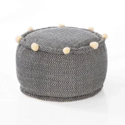 Hip pouf rotondo colore grigio cotone 100% made in india d50 h30 cm