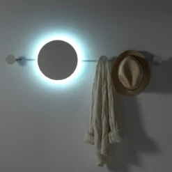 Hub led / appendiabiti nas applique in acciaio di bianco opaco 97x25 cm