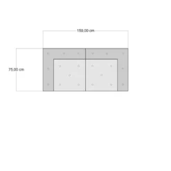 Ikat grey divano 2 posti outdoor tessuto waterproof cm. l.150 p.75 h.60 colore grigio