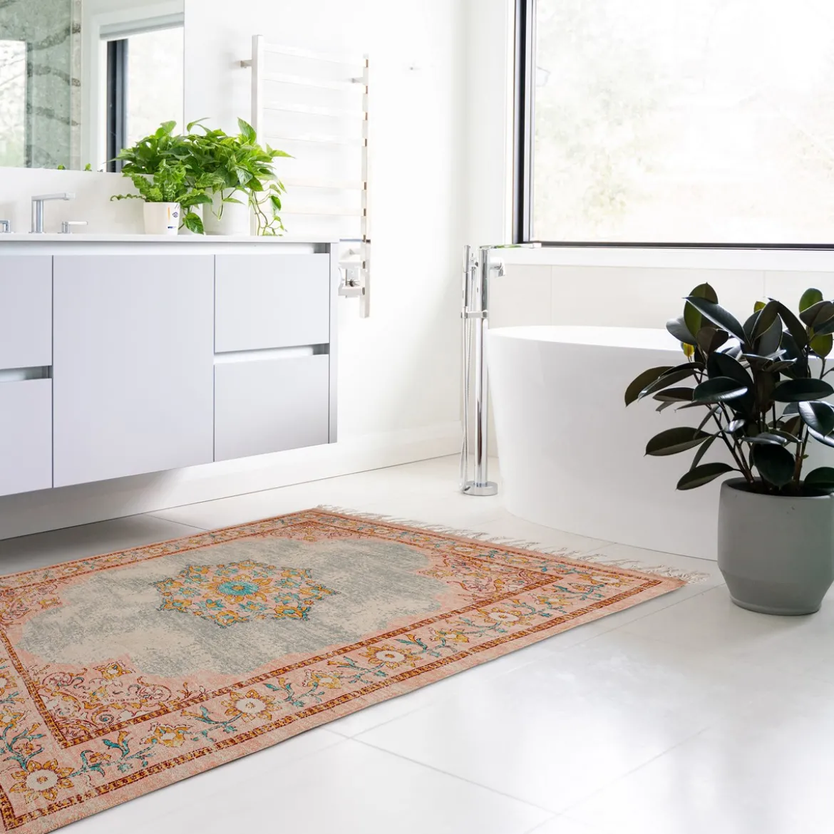 India tappeto bagno / scendiletto in cotone 100% con nappe 110x60 cm