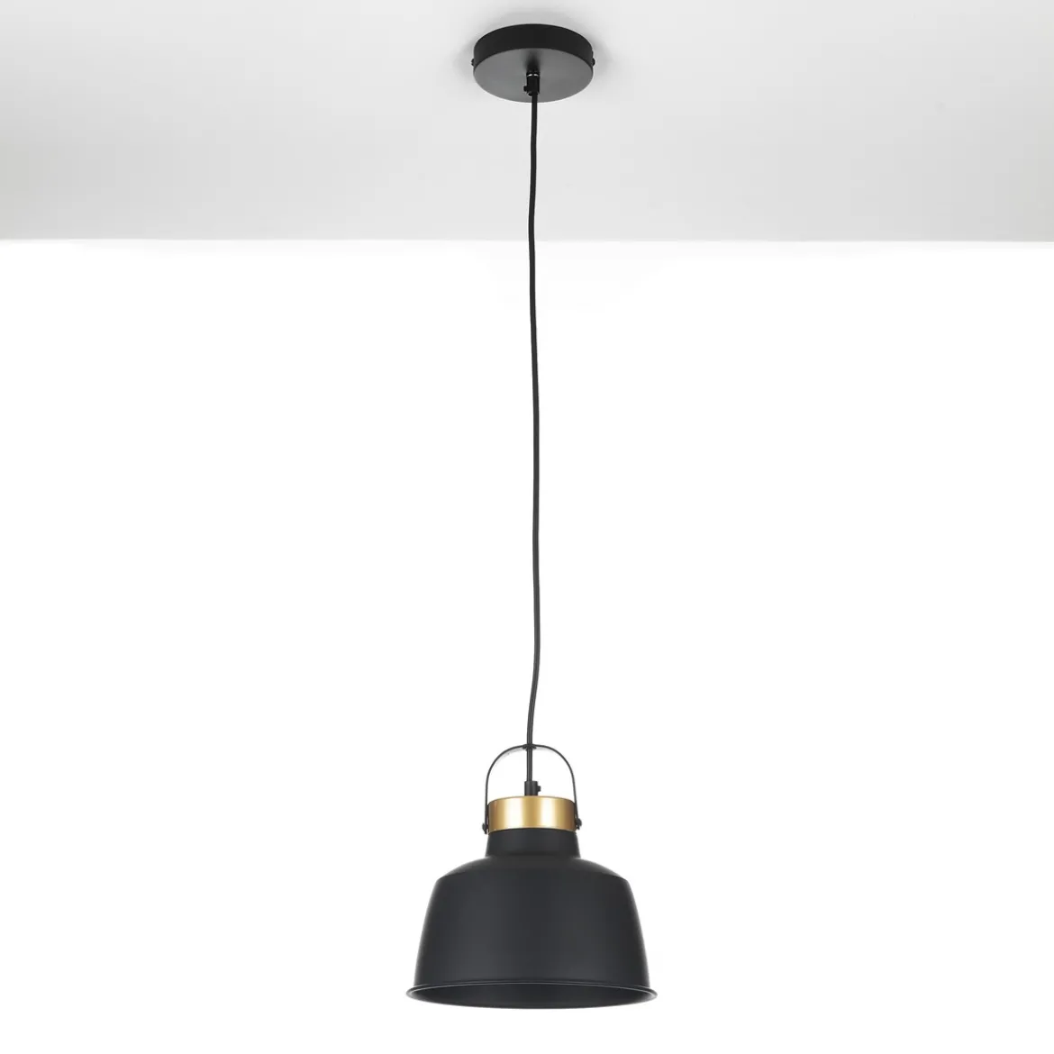 Industrial b lampadario officina in acciaio nero e oro opaco d25xh25 cm