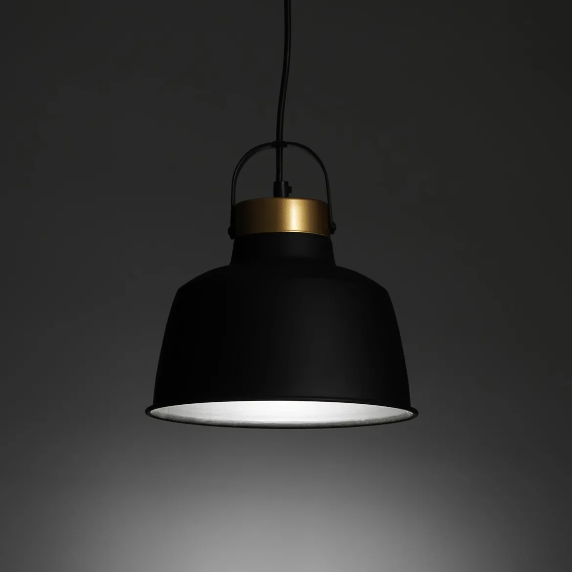 Industrial b lampadario officina in acciaio nero e oro opaco d25xh25 cm