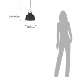 Industrial b lampadario officina in acciaio nero e oro opaco d25xh25 cm