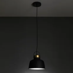 Industrial b lampadario officina in acciaio nero e oro opaco d25xh25 cm