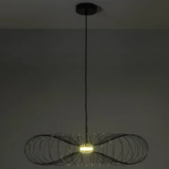 Infinity lampadario led in fili di metallo verniciato nero lucido filo regolabile d70 h17 cm