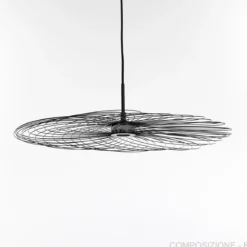 Infinity lampadario led in fili di metallo verniciato nero lucido filo regolabile d70 h17 cm