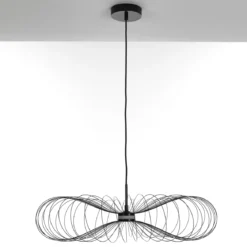 Infinity lampadario led in fili di metallo verniciato nero lucido filo regolabile d70 h17 cm
