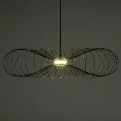 Infinity lampadario led in fili di metallo verniciato nero lucido filo regolabile d70 h17 cm
