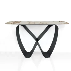 Infinity Onice Marble Consolle ceramica marmo onice lucido basamento metallo grigio opaco h80 p40 l130