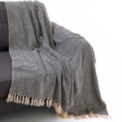 Ipoh plaid cotone 100% cotone grigio 135x190 cm