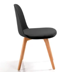 Jade wood black sedia con gambe in rovere e scocca nera imbottita in velluto nero h78 l46 p52 cm