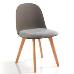 Jade wood dark grey sedia con gambe in rovere e scocca grigio scuro imbottita in velluto h78 l46 p52 cm