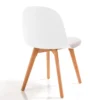 Jade wood white sedia con gambe in rovere e scocca bianca imbottita in velluto écru h78 l46 p52 cm