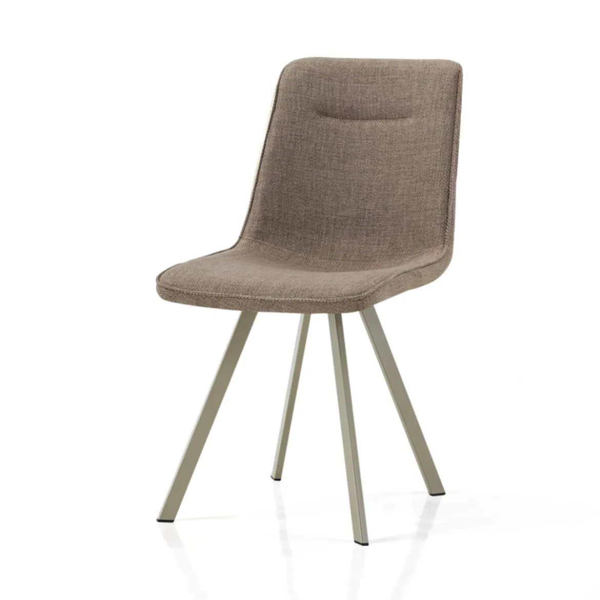 Jesefa Brown Platinum sedia imbottita tessuto marrone struttura metallo platino opaco h88 l44 p59 seduta h49