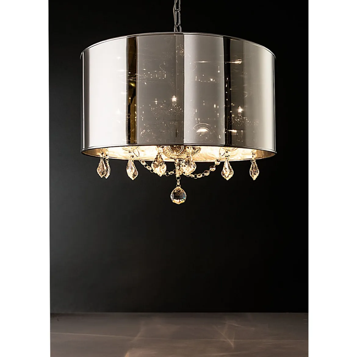 Jewel ring lampadario in metacrilato trasparente e plastica specchio ø50 h78