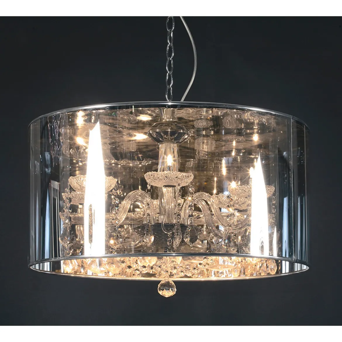 Jewel ring lampadario in metacrilato trasparente e plastica specchio ø50 h78