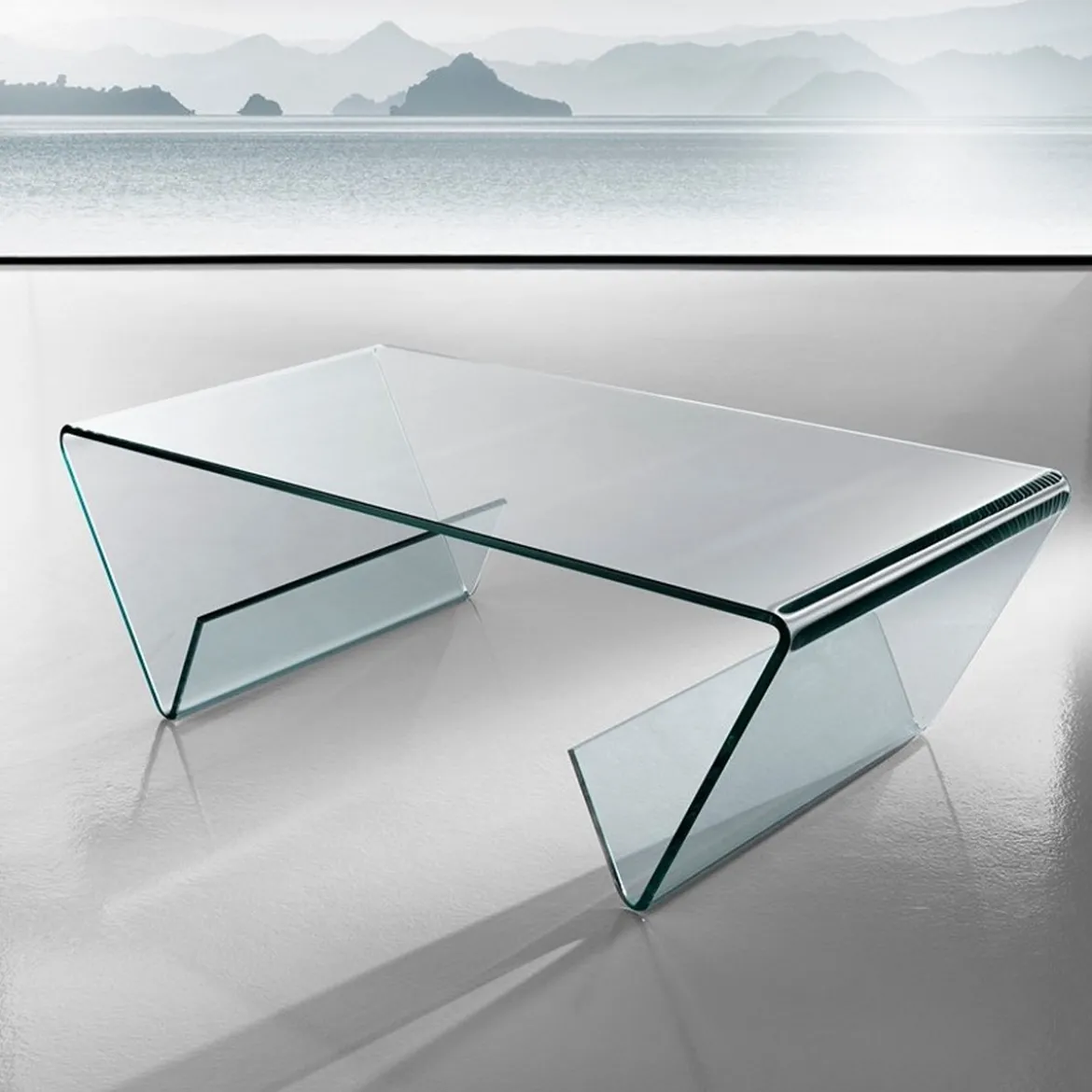 Jones tavolino in vetro curvato 110x55 h35 cm