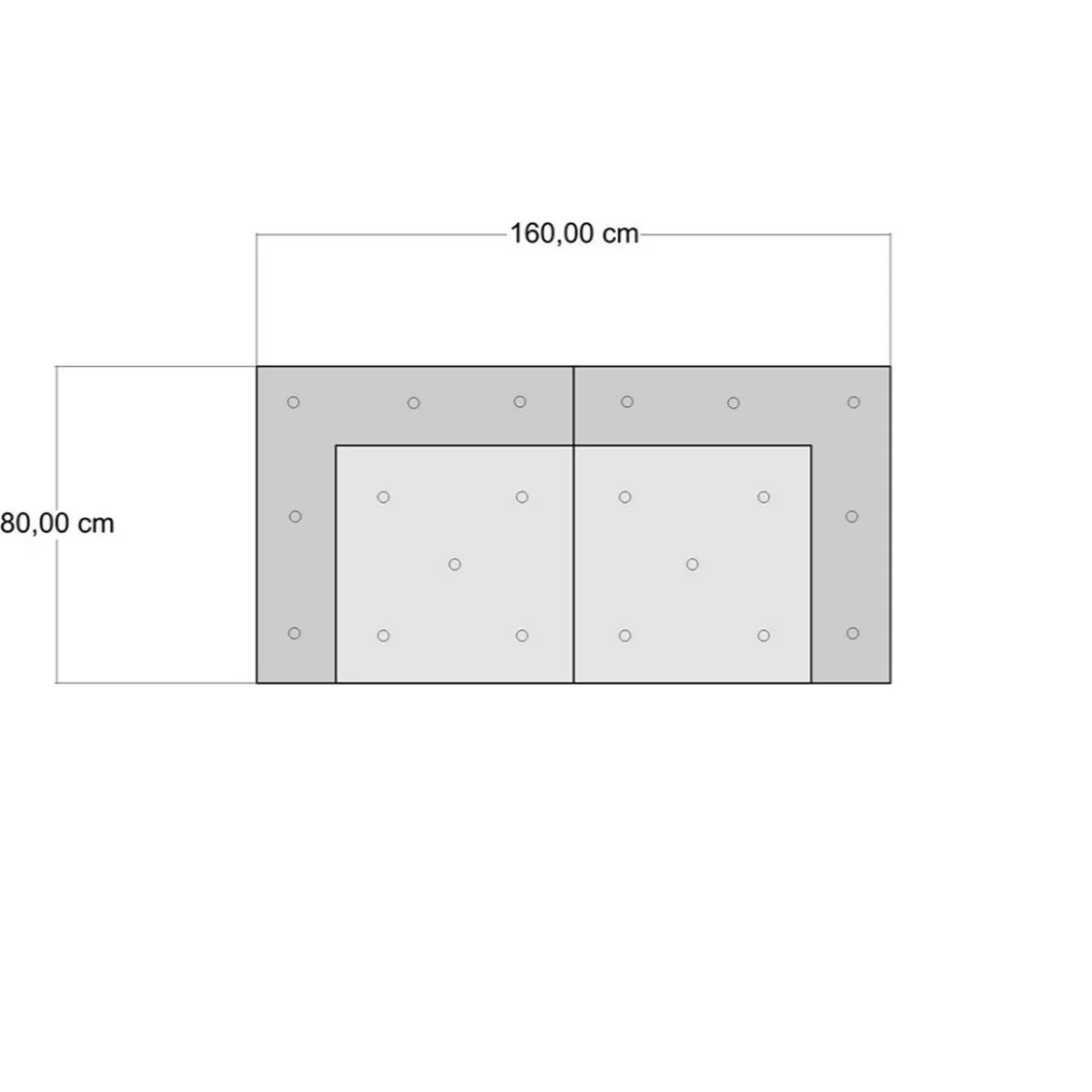 Julia-c divano 2 posti in rattan sbiancato rivestimento 100% cotone grigio scuro 160x80xh70 cm