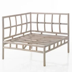 Julia-c divano 2 posti in rattan sbiancato rivestimento 100% cotone grigio scuro 160x80xh70 cm