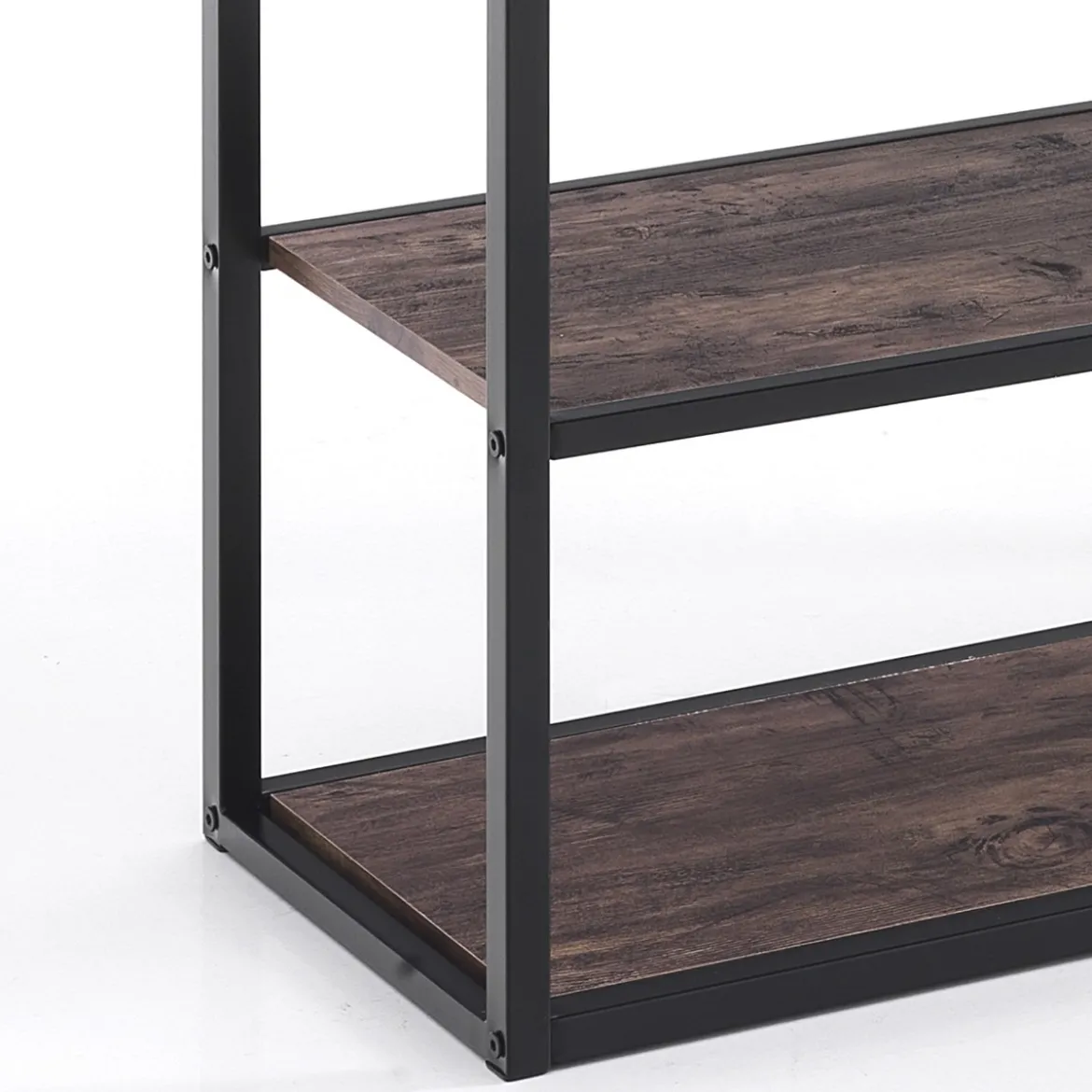 Jumble high black mobile e libreria in metallo nero opaco ripiani finitura legno invecchiato 80x30xh160 cm