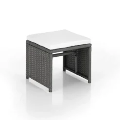 Kalamos set tavolo + sedie in cordoncino di polyrattan grigio con cuscini cm. h.72 x l.167 x p.110