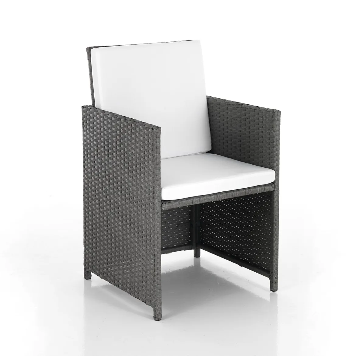 Kalamos set tavolo + sedie in cordoncino di polyrattan grigio con cuscini cm. h.72 x l.167 x p.110
