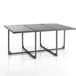 Kalamos set tavolo + sedie in cordoncino di polyrattan grigio con cuscini cm. h.72 x l.167 x p.110