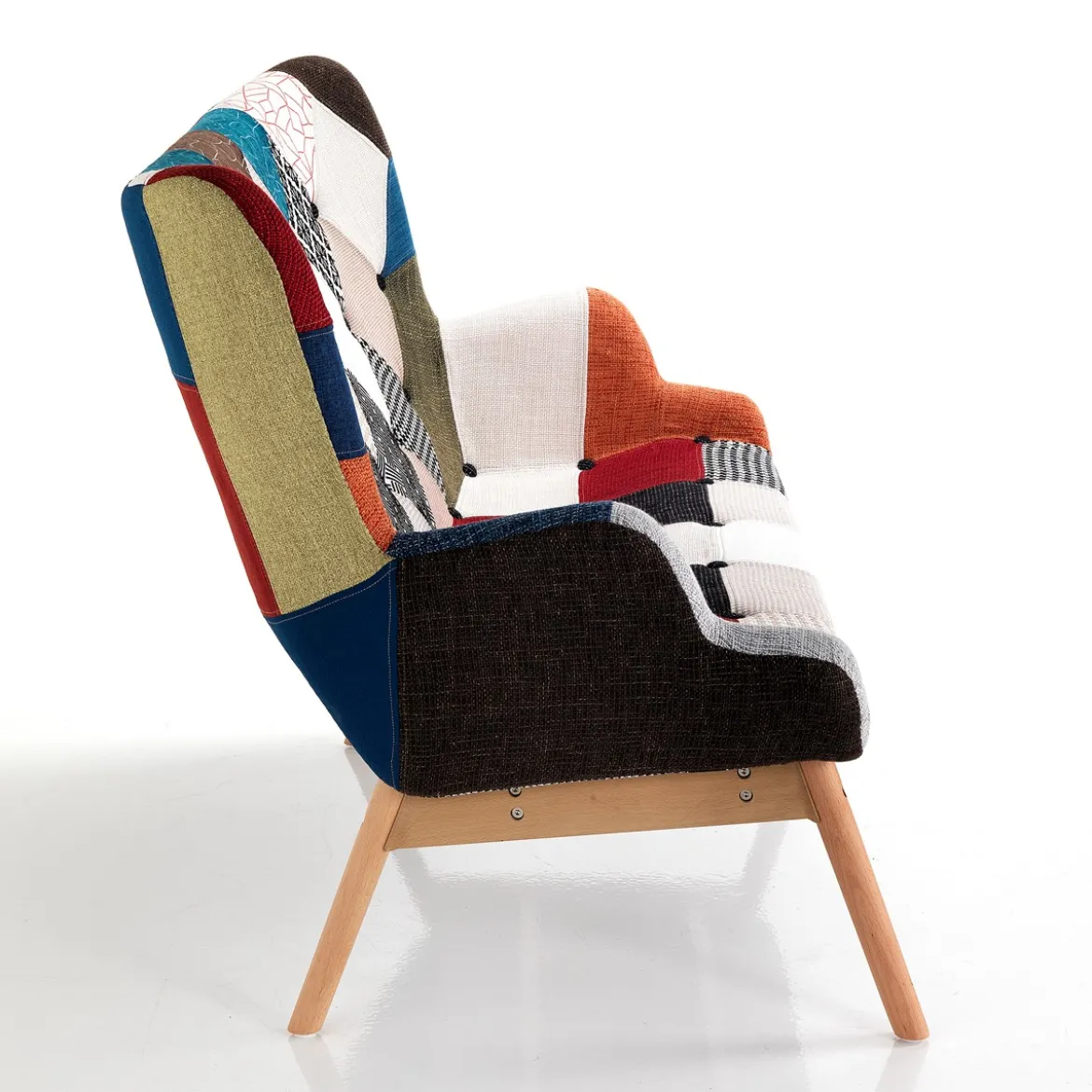 Kaleidos-g divano 2 posti in tessuto con tecnica patchwork h96 l132 p80