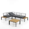 Kamari salotto interno e esterno e chaise longue in alluminio antracite opaco cuscini di grigio 230x75/163xh76 cm