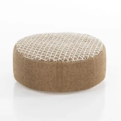 Karlo pouf rotondo cotone 100% colore naturale cm d45 h15