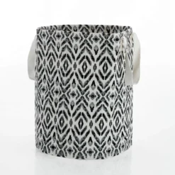 Kataam b&w cesto borsa shopper 100% cotone realizzata a mano d35xh50 cm