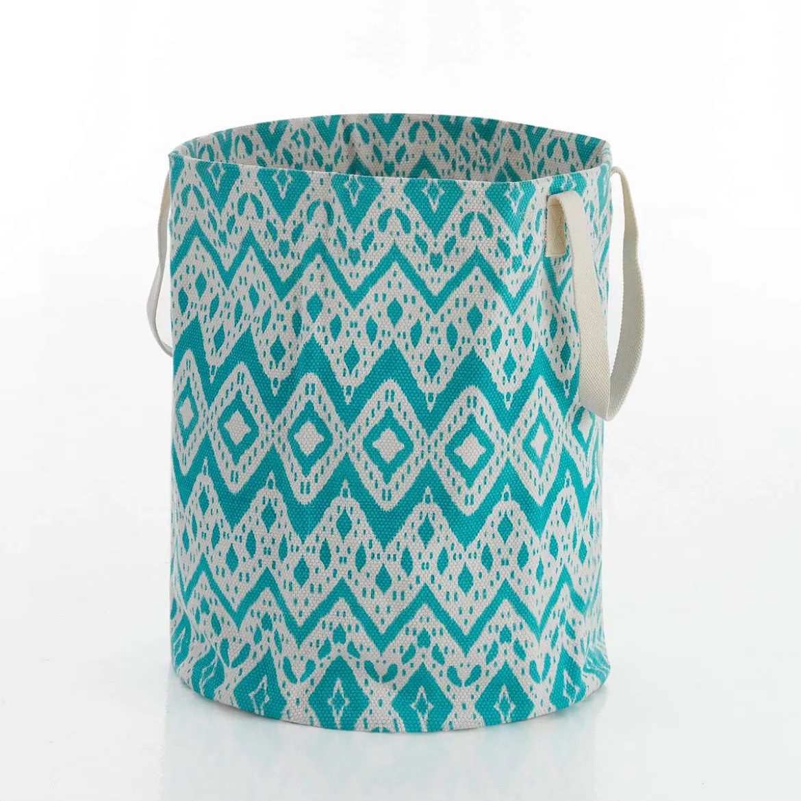 Kataam mint cesto borsa shopper 100% cotone realizzata a mano d35xh50 cm