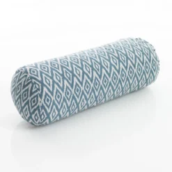 Kataam tale cuscino a rullo rivestimento cotone 100% bianco blu 50xd18 cm