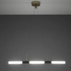 Katana lampadario led in vetro e acciaio oro opaco cn filo elettrico regolabile d3.2x92 cm