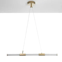 Katana lampadario led in vetro e acciaio oro opaco cn filo elettrico regolabile d3.2x92 cm