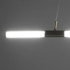 Katana lampadario led in vetro e acciaio oro opaco cn filo elettrico regolabile d3.2x92 cm