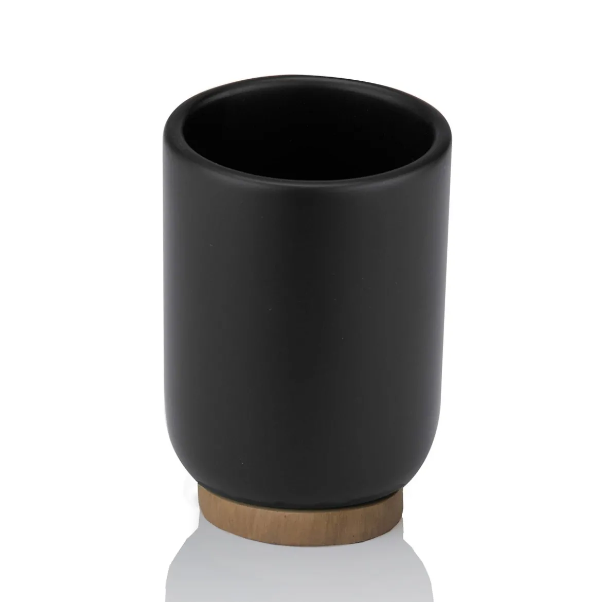 Kendama bicchiere portaspazzolini poliresina nera opaca d7 h10.3 cm