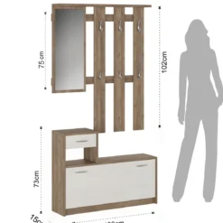 Ken Silk Flow Ingresso finitura Noce Spatolato Bianco, h73 x 100 x 25 cm