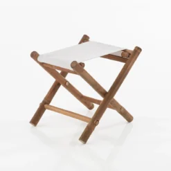 Key sgabello ripiegabile in teak e rattan con seduta in cotone per interno/esterno 43x15xh42 cm