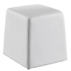 Key white pouf in pelle sintetica bianco 35x35xh35 cm