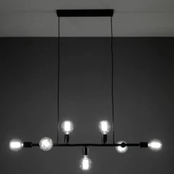 Kiara lampadario in metallo nero opaco filo elettrico regolabile 92x9 h9 cm