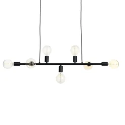 Kiara lampadario in metallo nero opaco filo elettrico regolabile 92x9 h9 cm