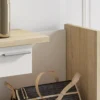Kiara Wood mobile Ingresso con Specchio e 2 cassetti finitura Rovere e Larice Bianco, 83 x 29 x h 90 cm