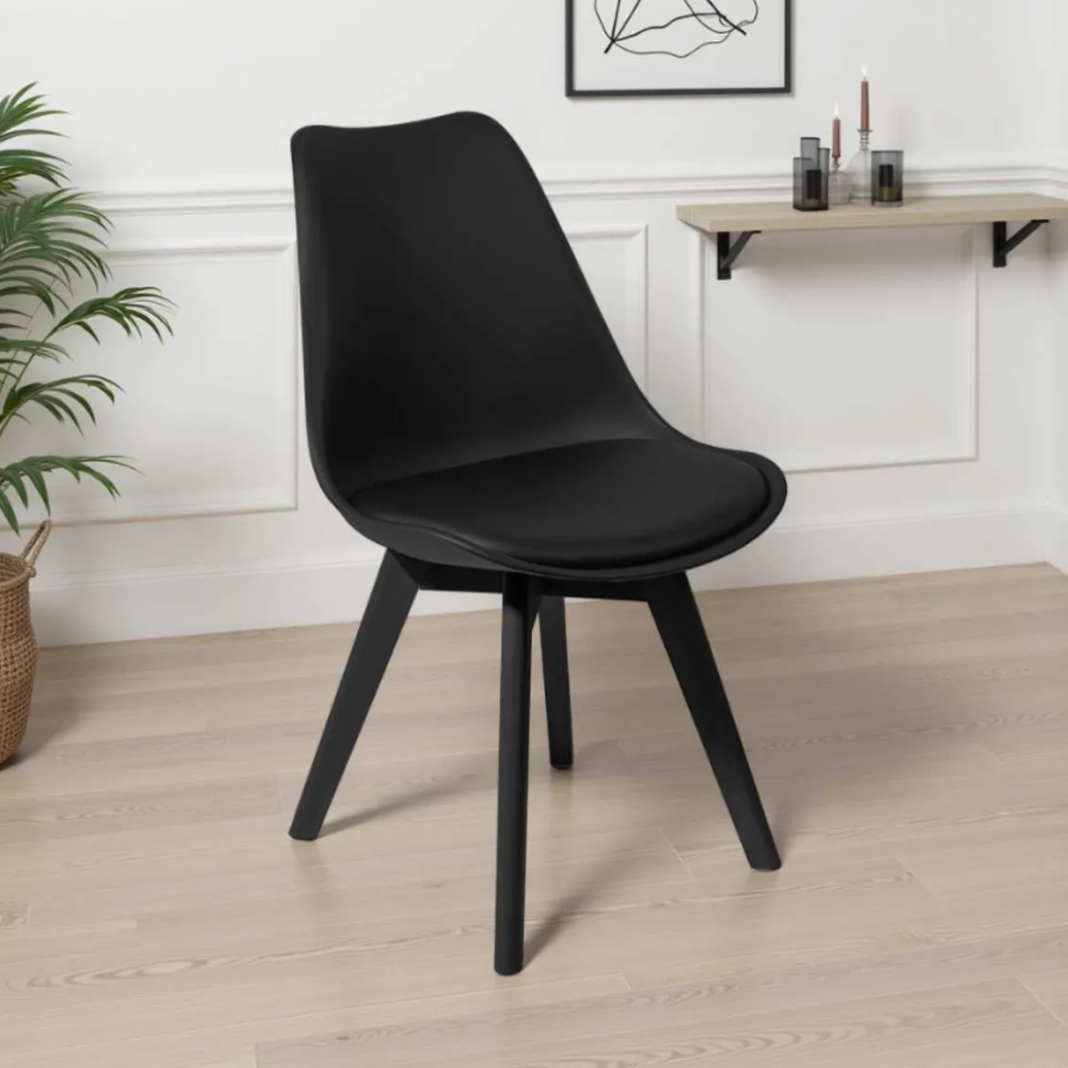 Kiki evo black sedia imbottita in pelle sintetica nera e polipropilene nero opaco 49x54xh81 cm