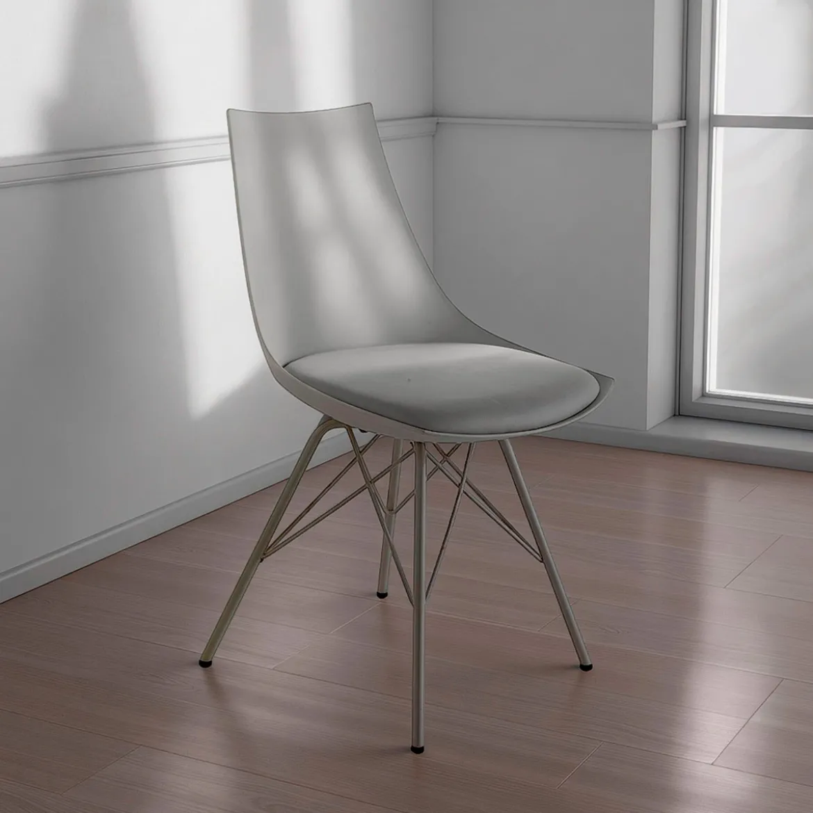 Kiki grey sedia in pelle sintetica polipropilene e metallo grigio lucido 47x53xh81 cm