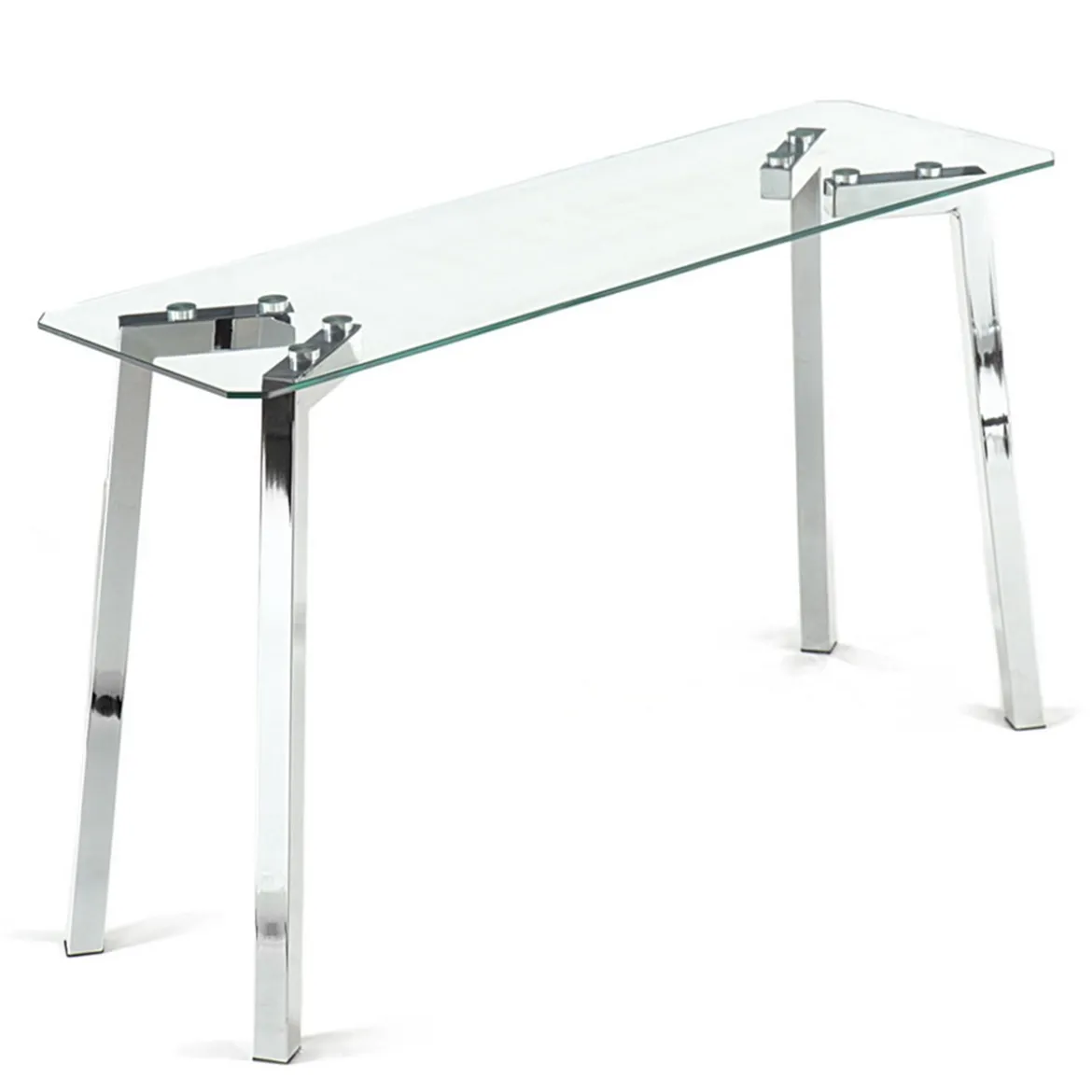 Kirk consolle piano in vetro trasparente e metallo cromato 125x40xh75 cm