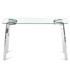 Kirk consolle piano in vetro trasparente e metallo cromato 125x40xh75 cm